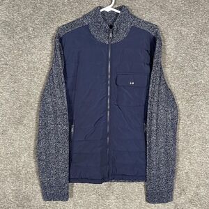 UNTUCKit Jacket Mens Medium Blue Harlow‎ Sweater Hybrid Quilted Mock Neck 41659